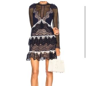 Self Portrait Navy Wave Dress